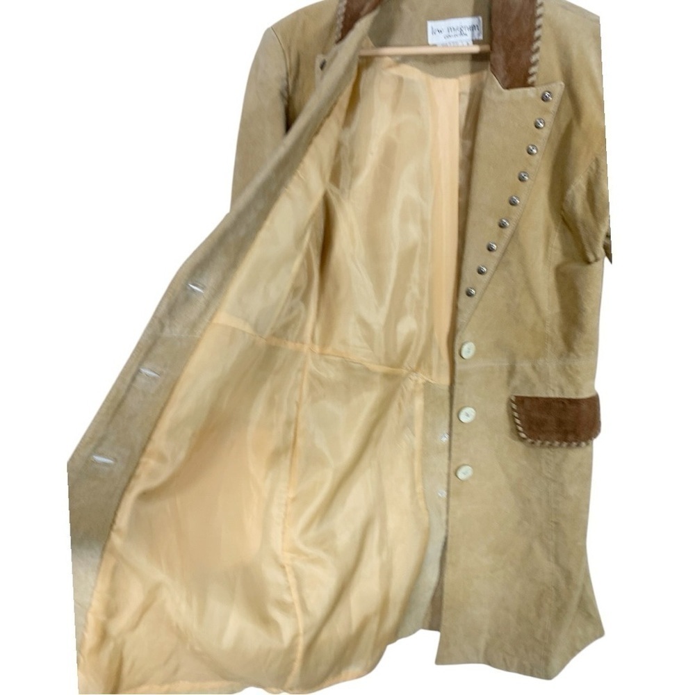 Vintage Lew Margam Suede Y2k Western Mid Length Leather Coat Size 8 - Picture 9 of 12